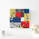Geametrische moderne gestreepte gevoerde retro kle vierkante klok (Huis)