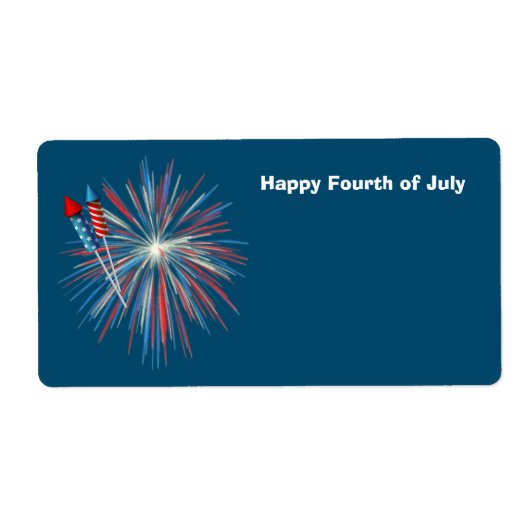 Geanimeerd 4 juli vuurwerk en raketten etiket (Voorkant)