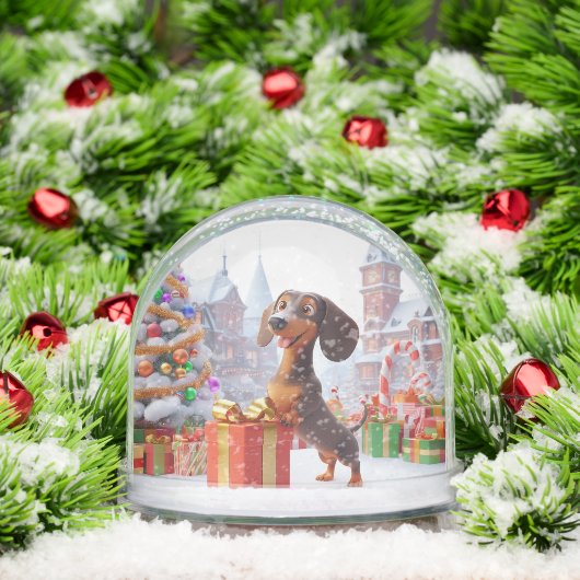 Geanimeerd Christmas Dachshund Snow Wereldbol Sneeuwbol (Kerstmis)