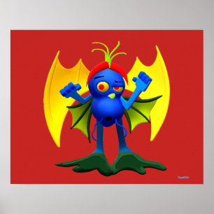 Geanimeerd Karakter van het Monster met Wings Poster