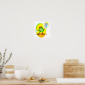Geanimeerd recyclingsymbool met aluminium blikje poster (Keuken)