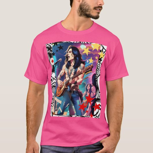 Geanimeerd Rocker Design Mannen T-shirt (Voorkant)