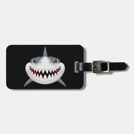 Geanimeerd Scary Shark Face Bagagelabel (Voorkant horizontaal)