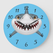 Geanimeerd Scary Shark Face Grote Klok (Voorkant)