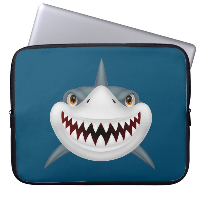 Geanimeerd Scary Shark Face Laptop Sleeve (Voorkant)
