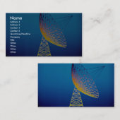 Geanimeerd schoteltje boven blauwe achtergrond visitekaartje (Voorkant / Achterkant)