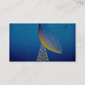 Geanimeerd schoteltje boven blauwe achtergrond visitekaartje (Achterkant)