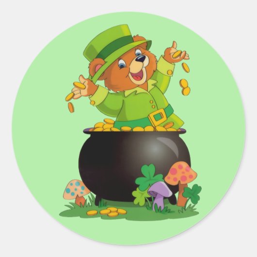 Geanimeerd St. Patrick's Day Beer met goudpot Ronde Sticker (Voorkant)