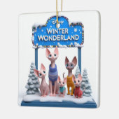 Geanimeerde 3D Sphynx familie kerst ornament (Links)