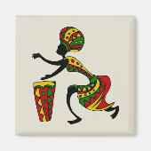 Geanimeerde Afrikaanse Drummer Magnet (Voorkant)