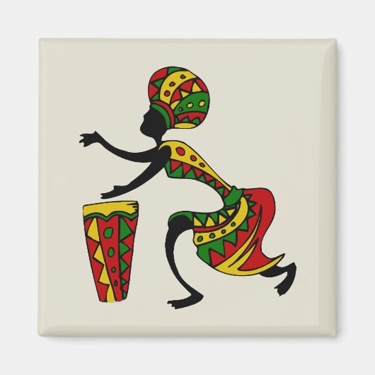Geanimeerde Afrikaanse Drummer Magnet (Voorkant)