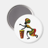Geanimeerde Afrikaanse Drummer Magnet (Voorkant / Achterkant)
