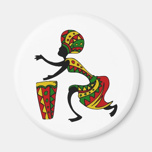 Geanimeerde Afrikaanse Drummer Magnet (Voorkant)