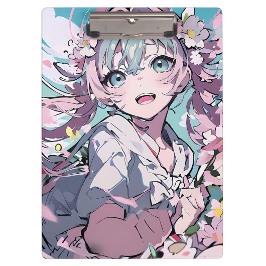 Geanimeerde AI Generated Meisje Klembord (Voorkant)