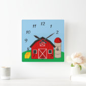 Geanimeerde Barn en Silo Vierkante Klok (Huis)