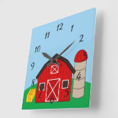 Geanimeerde Barn en Silo Vierkante Klok (Hoek)