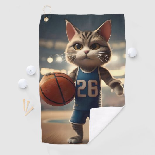 Geanimeerde basketbalkat, golfhanddoek (Insitu)