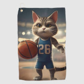 Geanimeerde basketbalkat, golfhanddoek (Voorkant)