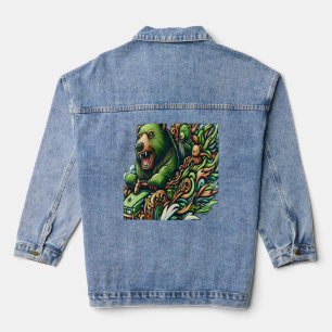 Geanimeerde beren die in een groene auto rijden denim jacket