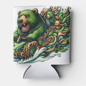 Geanimeerde Beren Rijden op een groene auto Blikjeskoeler (Voorkant)