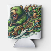 Geanimeerde Beren Rijden op een groene auto Blikjeskoeler (Achterkant)