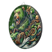 Geanimeerde Beren Rijden op een groene auto Dartbord (Voorkant Rechts)