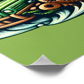 Geanimeerde Beren Rijden op een groene auto in een Poster (Hoek)