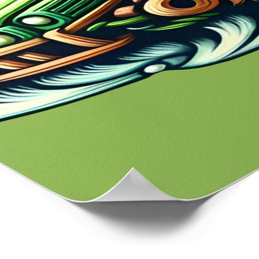 Geanimeerde Beren Rijden op een groene auto in een Poster (Hoek)