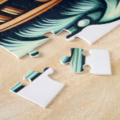 Geanimeerde Beren Rijden op een groene auto Legpuzzel (Zijkant)