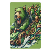 Geanimeerde Beren Rijden op een groene auto Mini Klembord (Achterkant)