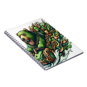 Geanimeerde Beren Rijden op een groene auto Notitieboek