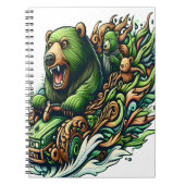 Geanimeerde Beren Rijden op een groene auto Notitieboek (Voorkant)