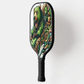 Geanimeerde Beren Rijden op een groene auto Pickleball Paddle (Links)