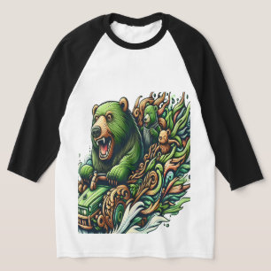Geanimeerde Beren Rijden op een groene auto T-shirt