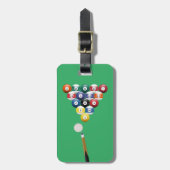 Geanimeerde billiardkogel en stok bagagelabel (Voorkant verticaal)