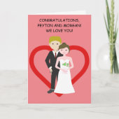 Geanimeerde blond paar trouwdag gefeliciteerd kaart (Voorkant)