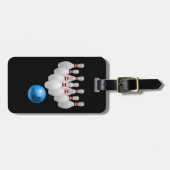 Geanimeerde bowlingbal en spelden bagagelabel (Voorkant horizontaal)