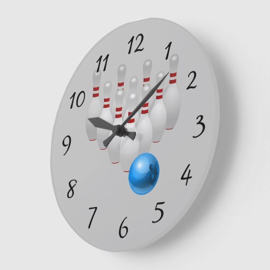 Geanimeerde bowlingbal en spelden grote klok (Hoek)