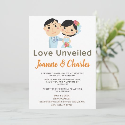 Geanimeerde bruiloft uitnodiging (Staand voorkant)