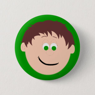 Geanimeerde bruine haar Green Eyed Boys Face Ronde Button 5,7 Cm