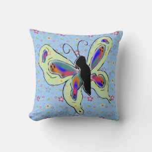 Geanimeerde Butterfly en Floral Background Kussen