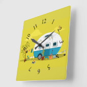 Geanimeerde Camper Trailer Vierkante Klok (Hoek)