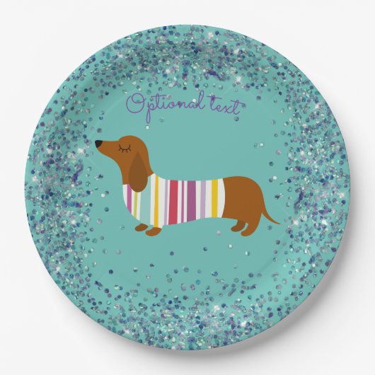 Geanimeerde Dachshund Glitter Paper Bord (Voorkant)