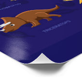 Geanimeerde dinosaurussen met namen onder perfect poster (Hoek)