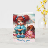 Geanimeerde dochter en Dachshund elke gelegenheid Kaart (Gele Bloem)