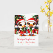 Geanimeerde eendenkerst kaart (Gele Bloem)