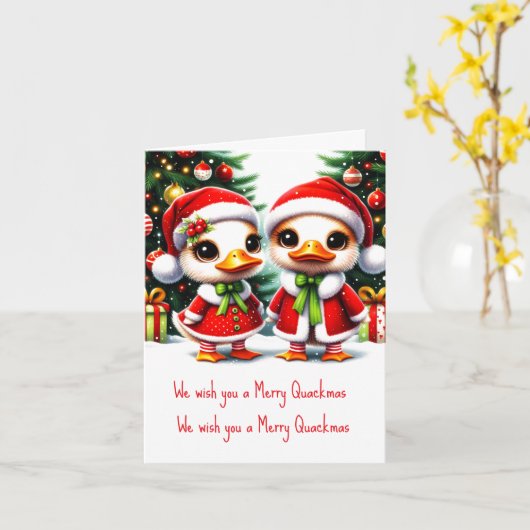 Geanimeerde eendenkerst kaart (Gele Bloem)