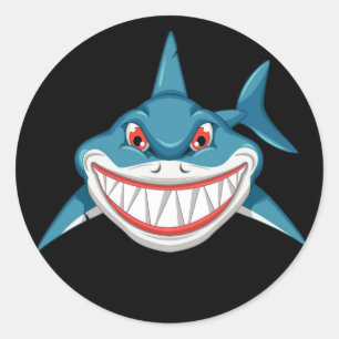Geanimeerde gemiddelde haai ronde sticker