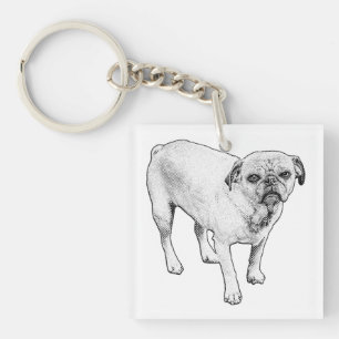 Geanimeerde gestippelde honden sleutelhanger voor