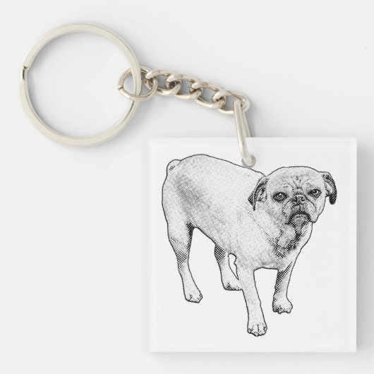 Geanimeerde gestippelde honden sleutelhanger voor  (voorkant)